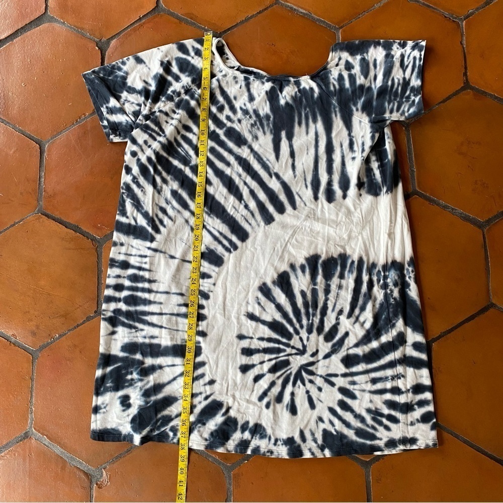 Torrid Tie Dye Off Shoulder T Shirt Dress Size 3 French Terry Navy/White Hippie - Picture 7 of 8